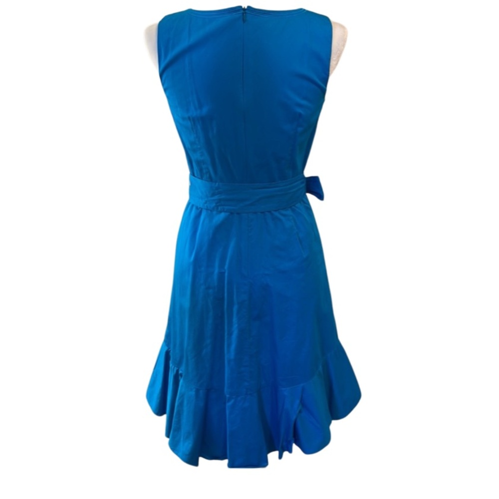 Talbots Petite 2P Blue Embroidered Sateen Fit & Flare Dress - Picture 5 of 11